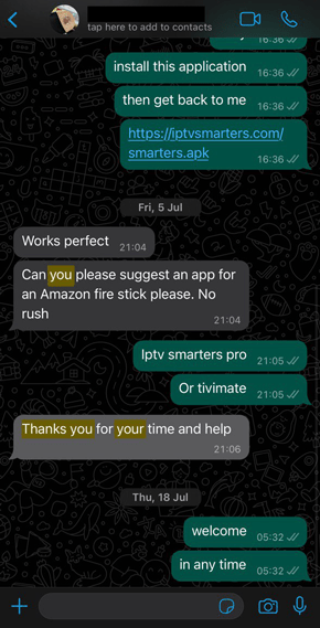 FlexStreamIPTV customer WhatsApp review 1